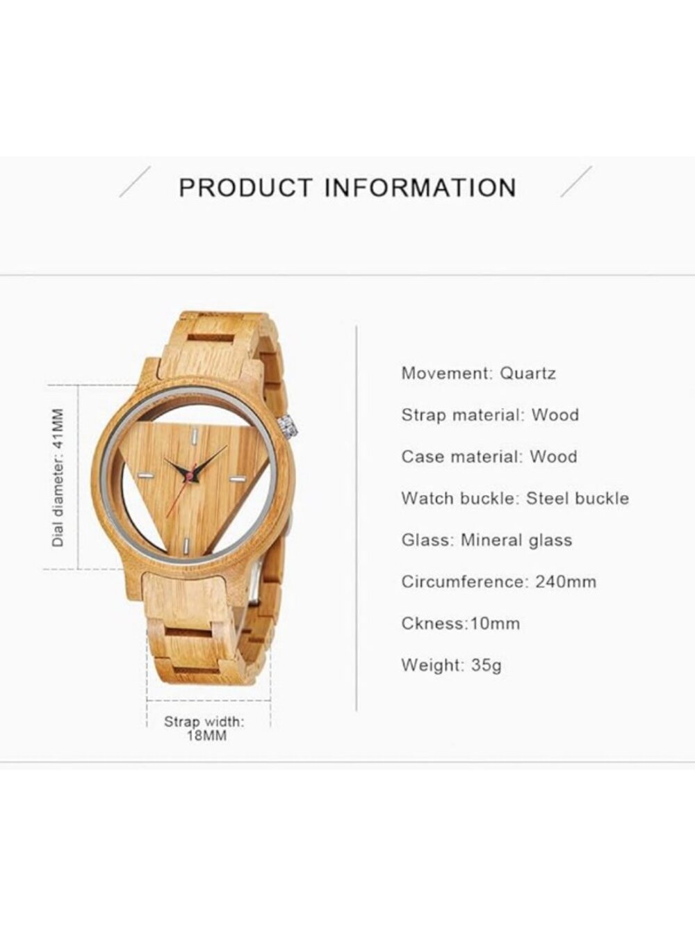Men's Watch Colorful Bamboo Wooden Handmade Analog Dial Quartz Casual Wristwatch - Picture 3 of 7